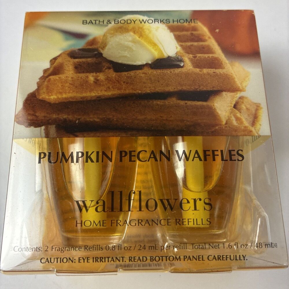 BATH & BODY WORKS HOME WALLFLOWER PUMPKIN PECAN WAFFLES 2 REFILLS NEW